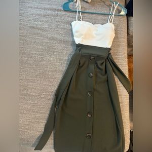 Unused bodycon dress olive and white